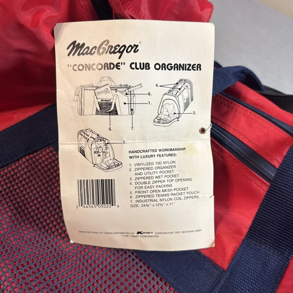 Vintage Retro 90's MacGregor Sport Duffle Bag Teal Red 24x12x11
